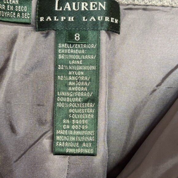 Y2K Lauren Ralph Lauren Wool Angora Blend Skirt Sz 8 Gray Black Lined Straight - Picture 6 of 8